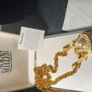NIB Nolan Miller Lariat and Portofino detachable faux pearl pendant